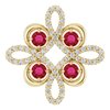 14K Yellow Chatham Created Ruby and .17 CTW Diamond Clover Pendant Ref 14131443